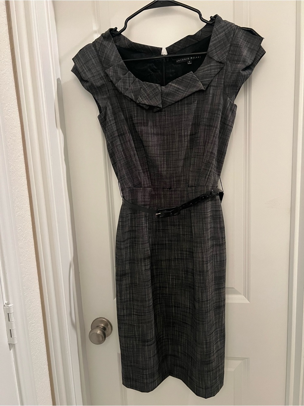 Antonio Melani Gray Plaid Belted Dress Size 0
